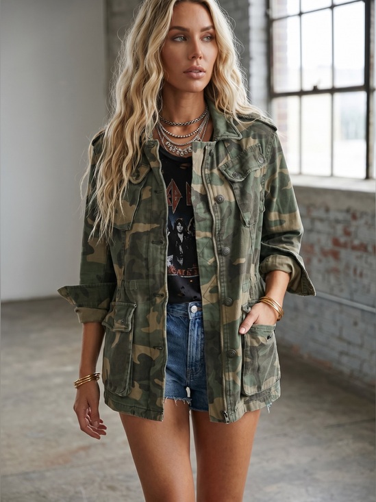 Free People Jackets & Blazers - Free People Not Your Brother’s Surplus Camo Camouflage Cargo Military Jacket